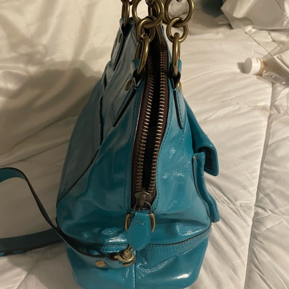 Coach Ltd. Edition 65th Anniversary Turquoise Patent Leather Francine Satchel - Picture 4 of 12